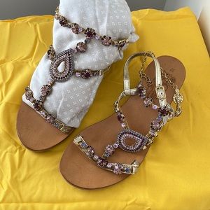 Purple sandals made in Sorrento Italy